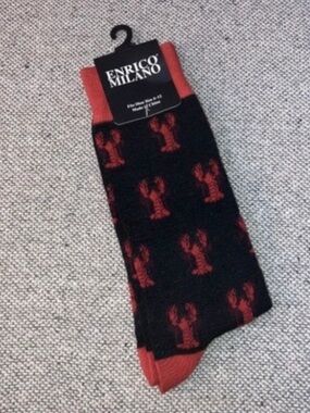 Men’s Lobster Food Seafood Black & Red Novelty Crew Casual Socks Size 10-13 New